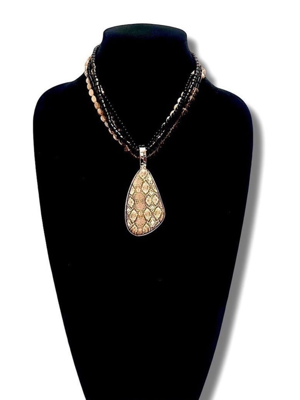 PREMIER Snakeskin Silver Removable Pendant Necklace NWT